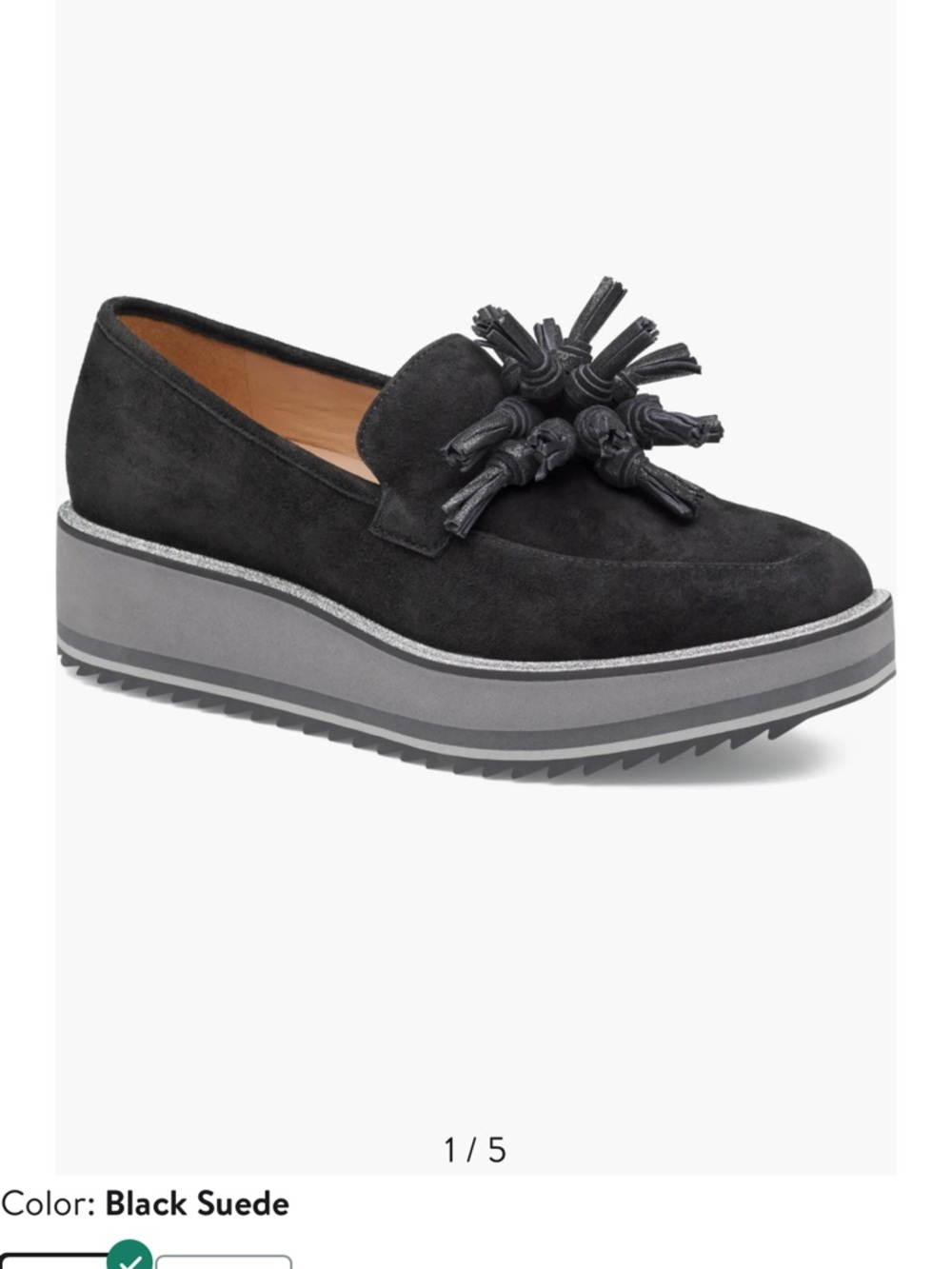 Johnston & Murphy Black Suede Tassel Platform Loafers